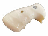 Smith & Wesson K/l Frame Square Butt Revolver Grips White Ivory Polymer Resin Finger Groove Smooth Handmade #Ksr02