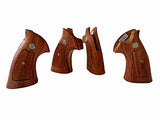 handicraftgrips New Smith & Wesson N Frame Round Butt Grips Checkered Hardwood Open Back #NRW01