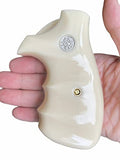 Smith & Wesson K/l Frame Square Butt Revolver Grips White Ivory Polymer Resin Finger Groove Smooth Handmade #Ksr02