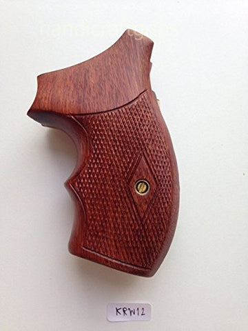 Smith & Wesson K/l Frame Round Butt Revolver Grips Hardwood Finger Groove Checkered Handmade #Krw12