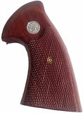 New Colt Python Grips I/ E Frame Checkered Open Back Hardwood Handmade Silver Medallions #Pyw02