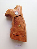 Smith & Wesson K/l Frame Round Butt Revolver Grips Hardwood Finger Groove Checkered Handmade #Krw13