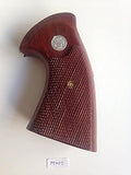 New Colt Python Grips I/ E Frame Checkered Open Back Hardwood Handmade Silver Medallions #Pyw02