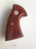 New Colt Python Grips I/ E Frame Checkered Open Back Hardwood Handmade Silver Medallions #Pyw02