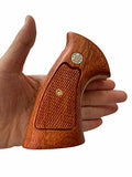 handicraftgrips New Smith & Wesson N Frame Round Butt Grips Checkered Hardwood Open Back #NRW01