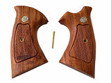 handicraftgrips New Smith & Wesson N Frame Round Butt Grips Checkered Hardwood Open Back #NRW03