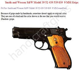 NEW Smith and Wesson S&W Model 39 52 439 539 639 9 Mm. Round Butt Grips Hardwood Wood Mother of Pearl Inlay Smooth Handmade Handcraft Gift Sport for men Man Birthday Newyear Christmas #S3M03