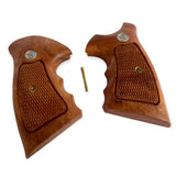 New Smith & Wesson S&W N Frame Square Butt Grips Silver Medallions Checkered Finger Groove Hardwood Hard Wood Handmade Beautiful Sport for Men Birthday Newyear Christmas Gift #Nsw33