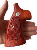 handicraftgrips New Smith & Wesson N Frame Square Butt Grips Diamond Checkered Hardwood Open Back