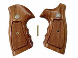 Smith & Wesson K/l Frame Round Butt Revolver Grips Hardwood Finger Groove Checkered Handmade #Krw30