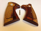 Smith & Wesson K/l Frame Square Butt Revolver Grips Hardwood Finger Groove Checkered Handmade