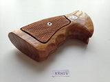 Smith & Wesson K/l Frame Round Butt Revolver Grips Hardwood Finger Groove Checkered Handmade #Krw06