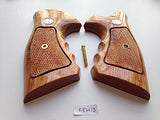 Smith & Wesson K/l Frame Round Butt Revolver Grips Hardwood Finger Groove Checkered Handmade #Krw13