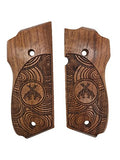 handicraftgrips S3W24## New Smith and Wesson S&W Model 39, 52, 439, 539, 639, 9 Mm, Round Butt Grips Hardwood Wood Checkered Laser Handmade Handcraft Gift Sport for Men Skull Birthday Christmas