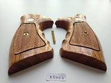 Smith & Wesson K/l Frame Round Butt Revolver Grips Hardwood Finger Groove Checkered Handmade #Krw06