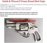 New Smith & Wesson S&w N Frame Round Butt Diamond Checkered Grips Open Back Smooth Hardwood Handmade