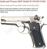 NEW Smith and Wesson S&W Model 59 459 659 9 Mm Grips Hardwood Wood mother of pearl inlay Checkered Handmade Handcraft Silver Medallions birthday Newyear Christmas Gift Sport for Men Man #S5M02
