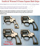 handicraftgrips New Smith & Wesson S&W N Frame Square Butt Grips Silver Medallions Checkered Finger Groove Hardwood Hard Wood Handmade Beautiful Sport for Men Birthday Newyear Nsw31