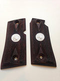 Colt Mustang Pistol Grips Hardwood Checkered Handmade Medallions