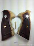 Smith & Wesson K/l Frame Square Butt Revolver Grips Hardwood Checkered Openback Handmade #Ksw33