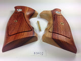 Smith & Wesson K/l Frame Square Butt Revolver Grips Hardwood Checkered Openback Handmade #Ksw32