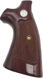 handicraftgrips NRW03## New Smith & Wesson S&W N Frame Round Butt Grips Checkered Hardwood Wood Finger Groove Open Back Silver Medallions Handmade Handcraft Birthday Sport Men