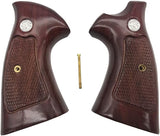 handicraftgrips NRW03## New Smith & Wesson S&W N Frame Round Butt Grips Checkered Hardwood Wood Finger Groove Open Back Silver Medallions Handmade Handcraft Birthday Sport Men