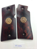 New Grips for Colt Mustang Smooth Gold Medallions pocketlite Pistol Hardwood Handmade Grips #MTW06