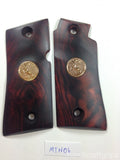 New Grips for Colt Mustang Smooth Gold Medallions pocketlite Pistol Hardwood Handmade Grips #MTW06