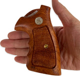 handicraftgrips Nsw39## New Smith & Wesson S&W N Frame Square Butt Grips Silver Medallions Checkered Finger Groove Checkered Hardwood Wood Handcraft Handmade Sport for Men Birthday