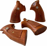 handicraftgrips New Smith & Wesson N Frame Round Butt Grips Checkered Hardwood Open Back #NRW03