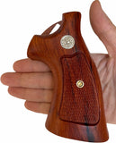 handicraftgrips New Smith & Wesson N Frame Square Butt Grips Checkered Hardwood Open Back Finger Groove #Nsw13