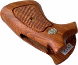 handicraftgrips New Smith & Wesson N Frame Round Butt Grips Checkered Hardwood Open Back #NRW03