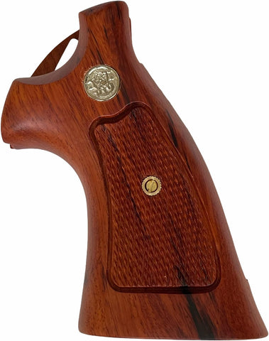 handicraftgrips New Smith & Wesson N Frame Square Butt Grips Checkered Hardwood Open Back Finger Groove #Nsw13