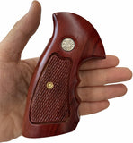 handicraftgrips New Smith & Wesson S&W N Frame Square Butt Grips Silver Medallions Checkered Finger Groove Hardwood Hard Wood Handmade Beautiful Sport for Men Birthday Newyear Nsw31