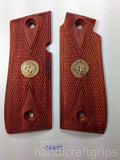 New Colt Government .380 Checkered Hardwood Wood with Gold Medallions #CGW02