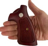 handicraftgrips New Smith & Wesson N Frame Square Butt Grips Checkered Hardwood Finger Groove #Nsw19