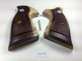 Smith & Wesson K/l Frame Square Butt Revolver Grips Hardwood Checkered Openback Handmade #Ksw33