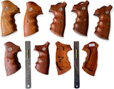 handicraftgrips New Smith & Wesson N Frame Round Butt Grips Diamond Checkered Hardwood Open Back