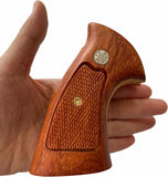 handicraftgrips New Smith & Wesson N Frame Round Butt Grips Checkered Hardwood Open Back #NRW03