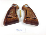 New Smith & Wesson S&w J Frame Square Butt Grips Checkered Hardwood Wood Silver Medallions Handmade #JSW07
