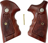 handicraftgrips New Smith & Wesson S&W N Frame Square Butt Grips Silver Medallions Checkered Finger Groove Hardwood Hard Wood Handmade Beautiful Sport for Men Birthday Newyear Nsw31