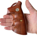 handicraftgrips New Smith & Wesson N Frame Round Butt Grips Diamond Checkered Hardwood Open Back