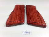 New Browning High Power Hp Grips Checkered Hardwood Wood Handmade #Bhw01